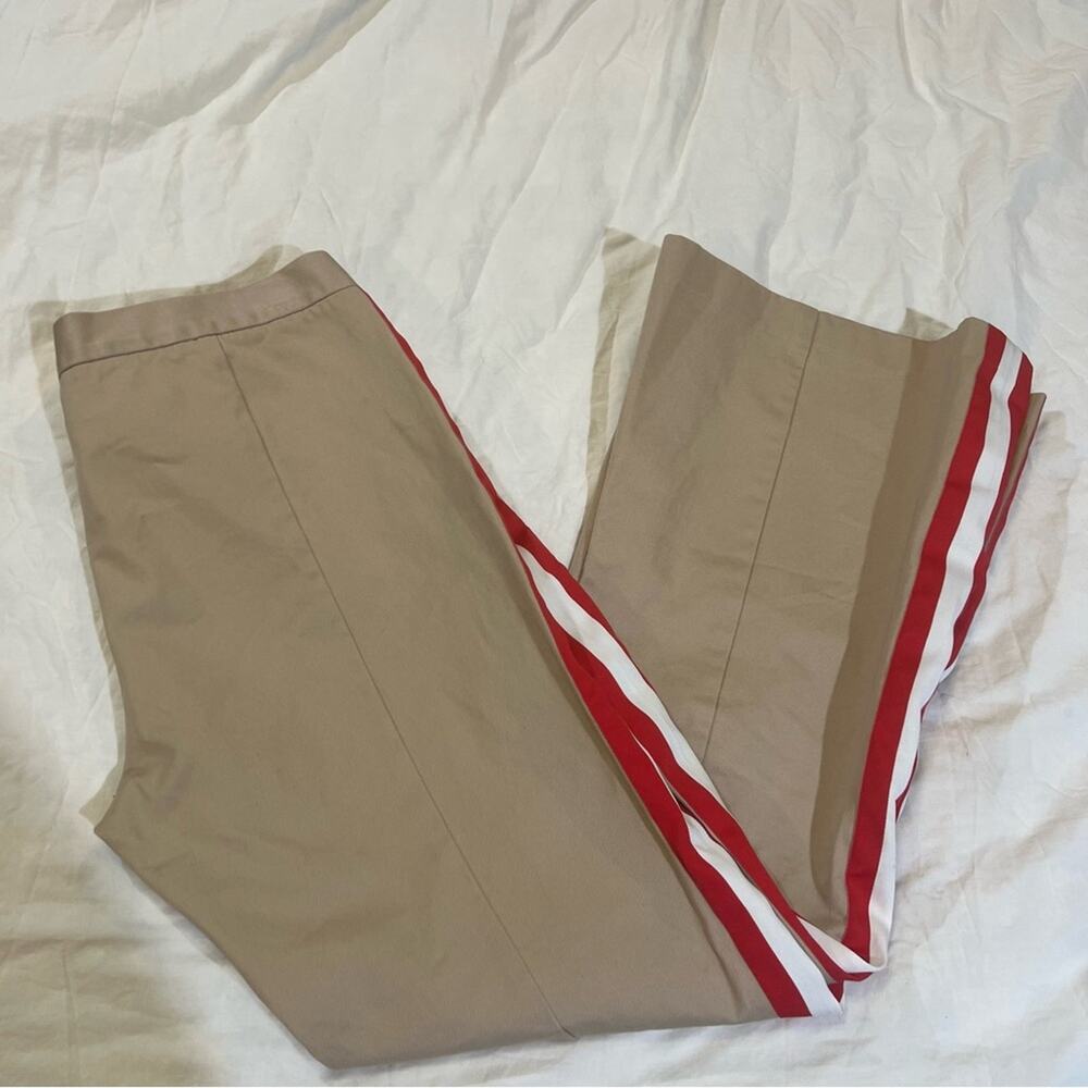 Maggie Marilyn Game Changer Side Striped Flare Leg Pants size 10 in tan - Picture 15 of 16